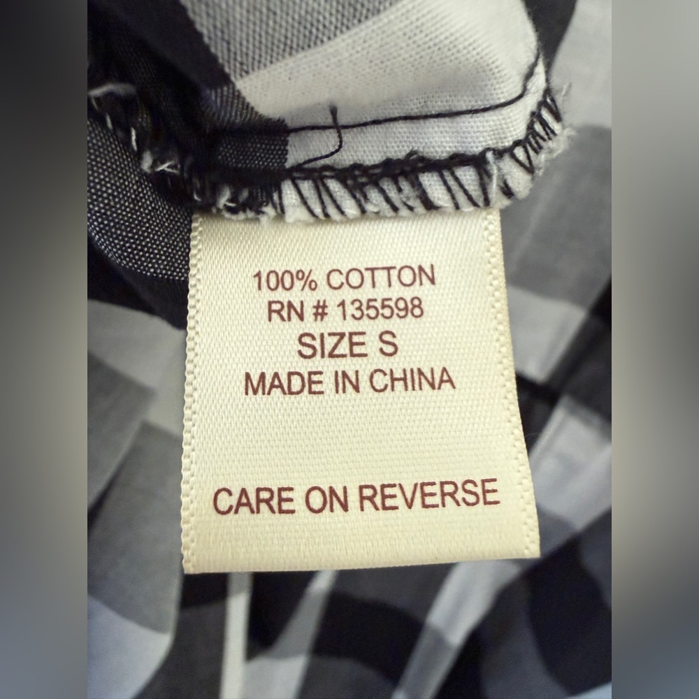100% Cotton Sleeveless Black & White Plaid Fit-and-Flare Dress Sz Small - Picture 4 of 7